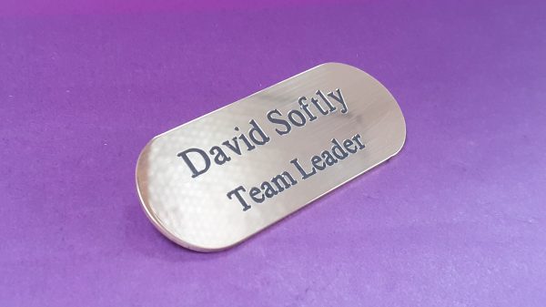 Personalised Engraved Solid Brass Pill Shaped Name Badges