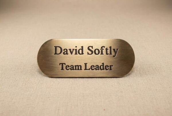 Luxury Brass Pill Badge – The Classic Hotel & Retail Name Tag
