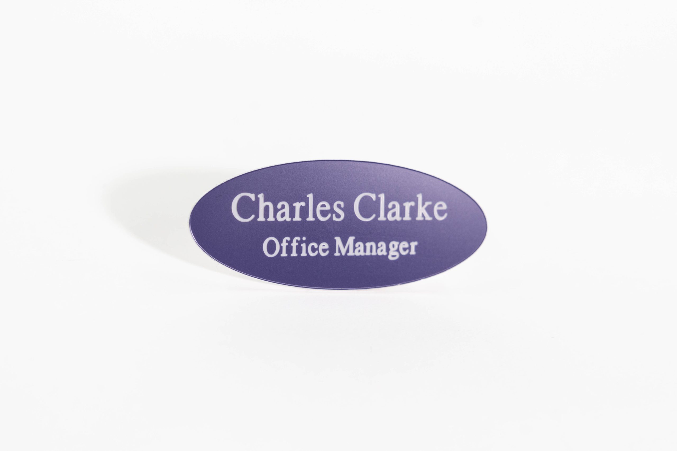 Purple Oval Shaped Acrylic Badges