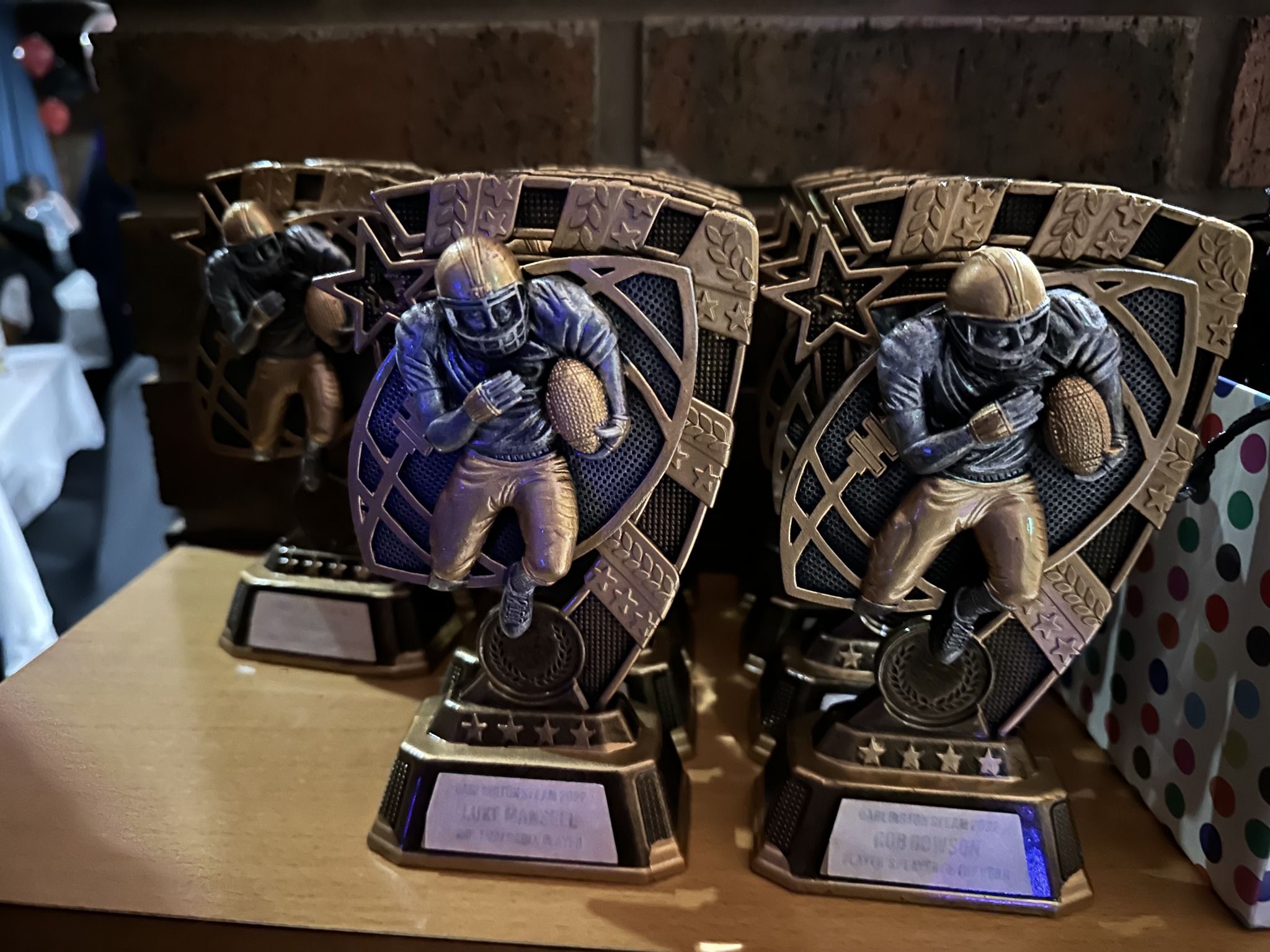 American football player trophies