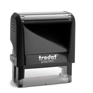 Trodat Printy 4912 in a vibrant Black colour. The stamp has a compact rectangular design and features a clear area for customised text or graphics