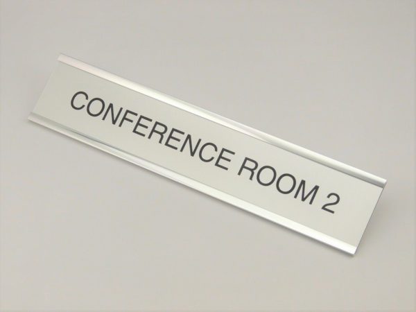 Conference Room Office Nameplate in Aluminum Frame, 10x2 Inches