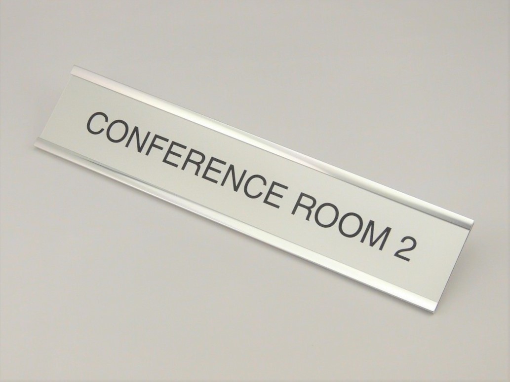 Conference Room Office Nameplate in Aluminum Frame, 10×2 Inches
