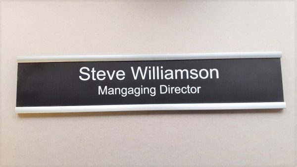 Customisable Office Nameplate in Aluminum Frame, 10x2 Inches