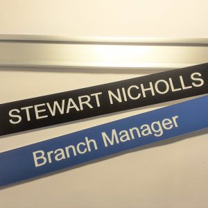 Modern 10-inch by 1-inch Office Room Label with Aluminum Holder