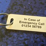 White emergency tag, easily noticeable, providing critical medical details in case of emergencies