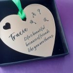 A heart-warming touch: personalised acrylic heart plaque for gift bags