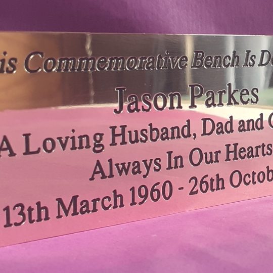Timeless tribute: Commemorative brass bench or wall plaque, measuring 4 inches by 2 inches, honouring cherished memories
