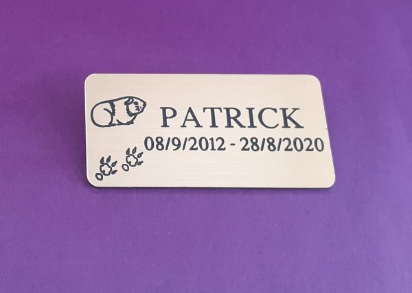 Personalised pet memorial plaque, compact at 2.3" x 1.1"
