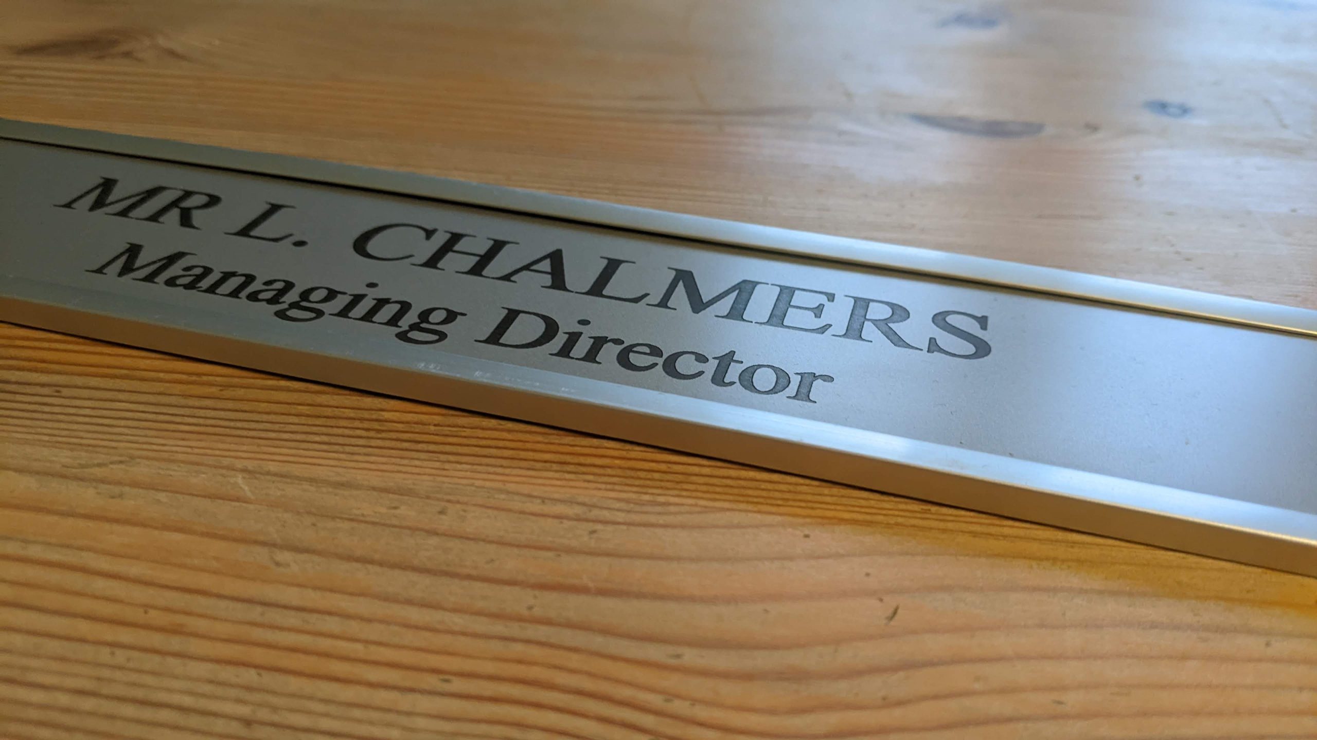 Modern 10-inch by 2-inch Aluminum Office Room Label with Holder