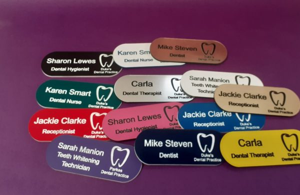 Dentist, Dental ID Name Badges, Personalised Engraved, Elegant Pill Shaped, Premium Identification Badges for Professionals