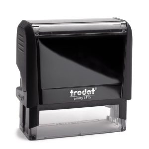 Trodat Printy 4915 in a vibrant Black colour. The stamp has a compact rectangular design and features a clear area for customised text or graphics