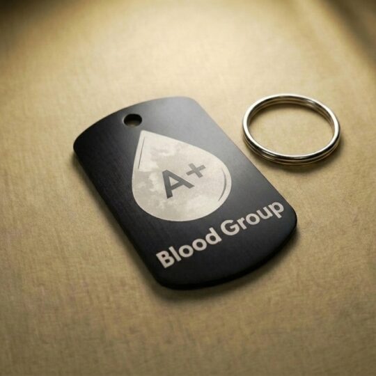In Case of Emergency (ICE) Keyring – Engraved Blood Group & Medical ID