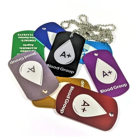 personalised medical alert pendant ID tags with chain