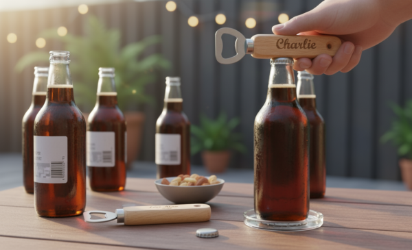 Our personalised bottle openers combine rugged utility with a high-quality finish. Each opener is precision laser-engraved right here in our Darlington workshop.